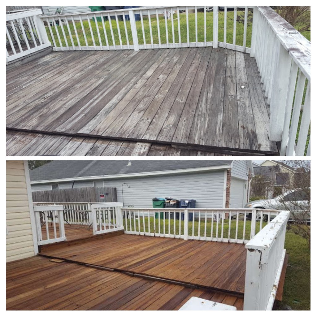 before and after deck cleaning located in Gulfport.